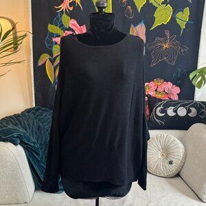 ATMOSPHERE Round Neck Long Sleeve Knit Sweater w/Side Zips, Black Women's 12